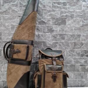 Kožený set na poľovnícku zbraň – farba pečená hnedá – batoh a puzdro | Highland Hide Series