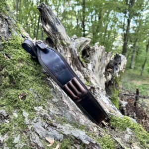 Kožený remeň na poľovnícku zbraň – Luxory Wide +3 pútka na náboje – hnedá