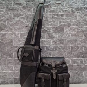 Kožený set na poľovnícku zbraň – farba ónyxovo čierna – batoh a puzdro | Highland Hide Series