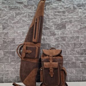 Kožený set na poľovnícku zbraň – farba sépiovohnedá – batoh a puzdro | Highland Hide Series