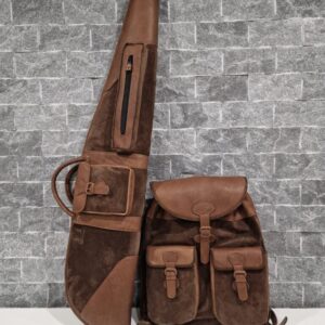 Kožený set na poľovnícku zbraň – farba orechovohnedá – batoh a puzdro | Highland Hide Series