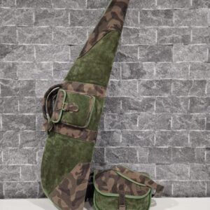 armádna olivová Kožený set na poľovnícku zbraň 130 cm – puzdro & Malá poľovnícka taška | Highland Hide Series
